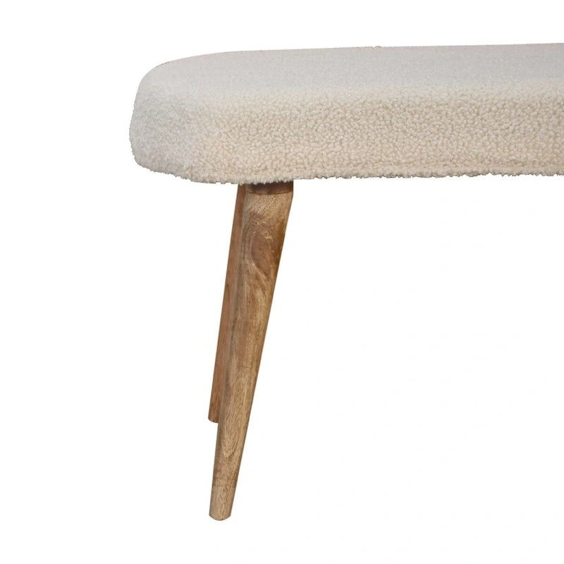 Panca bouclé color crema in stile nordico