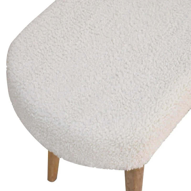 Panca bouclé color crema in stile nordico