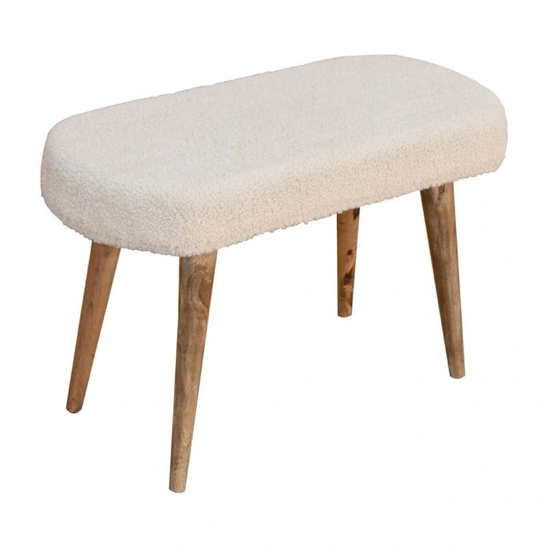 Panca bouclé color crema in stile nordico
