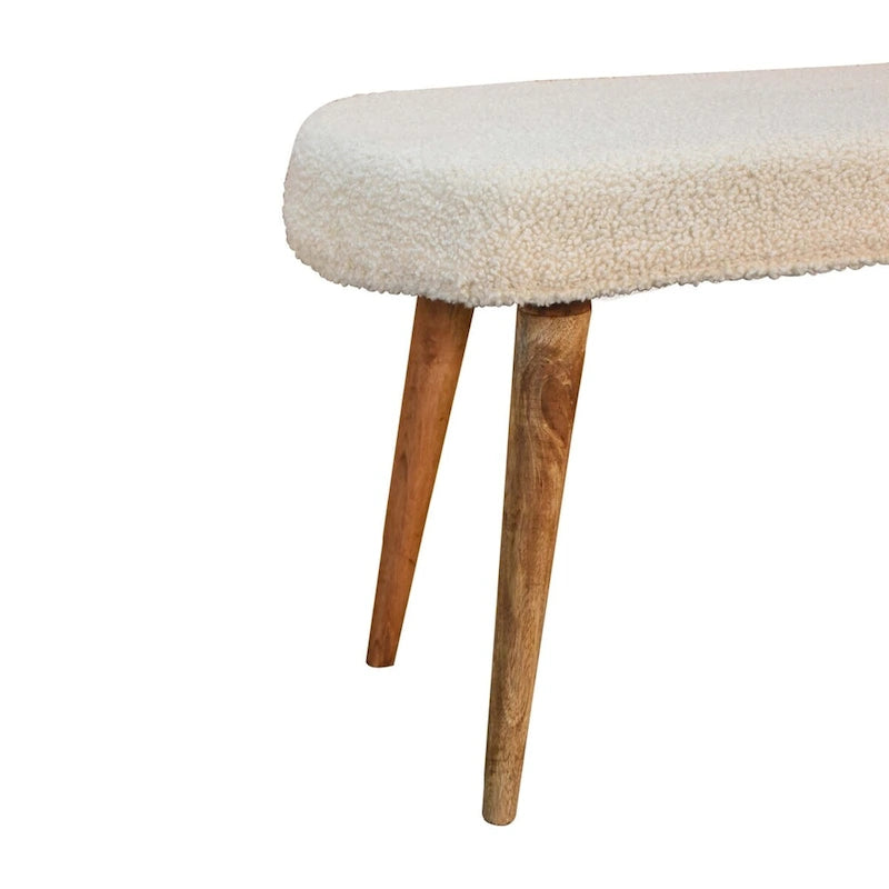 Panca bouclé color crema in stile nordico