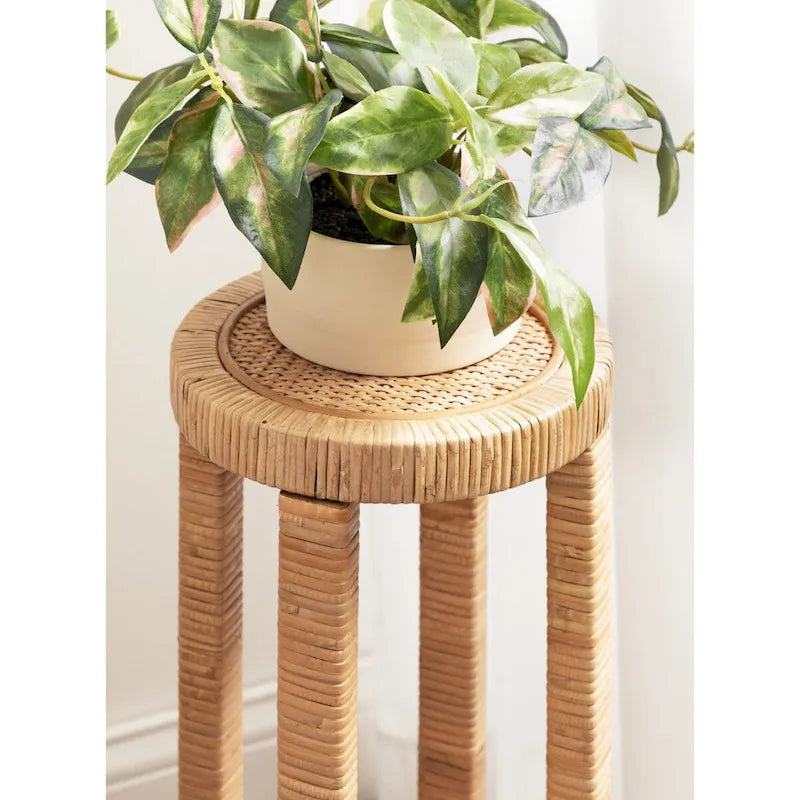 Tavolino portabevande in rattan Rafina - 9x9x22