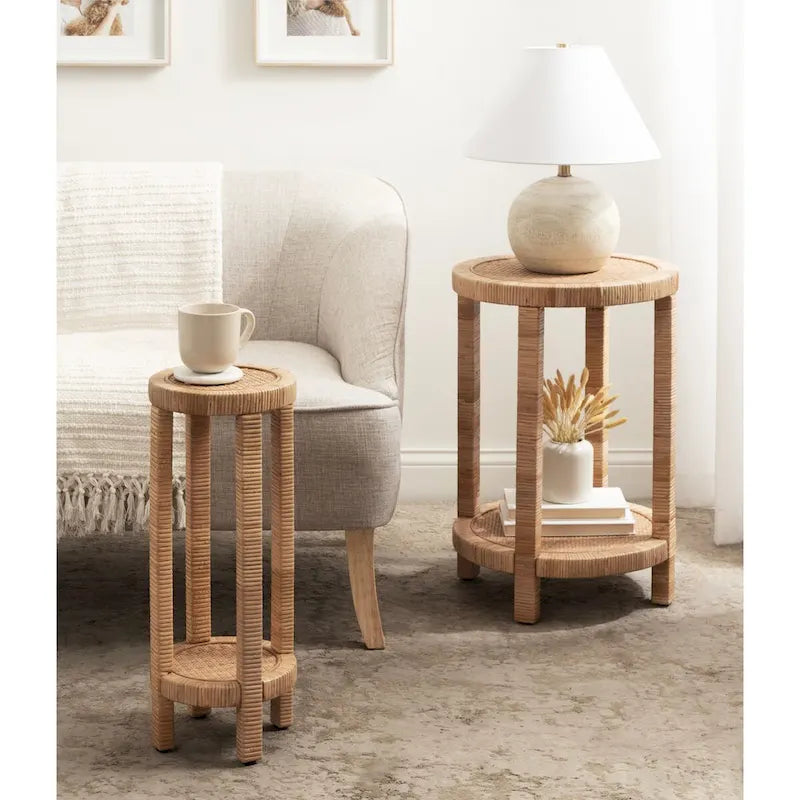 Tavolino portabevande in rattan Rafina - 9x9x22