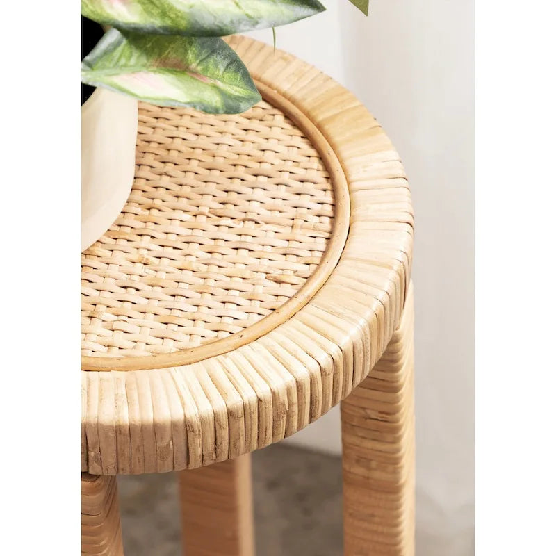 Tavolino portabevande in rattan Rafina - 9x9x22