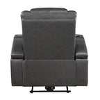 Poltrona reclinabile elettrica, portabevande refrigerato, LED, pelle PU grigia