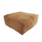 Pouf quadrato basso in pelle con design patchwork - Marrone, Grigio o Marrone Scuro
