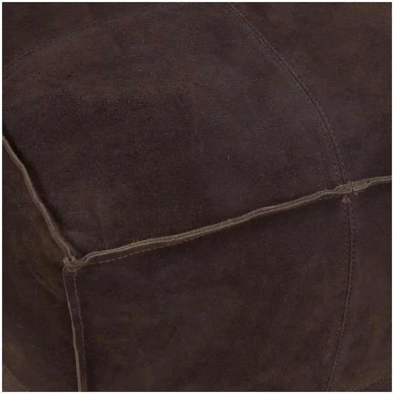 Pouf quadrato basso in pelle con design patchwork - Marrone, Grigio o Marrone Scuro