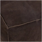 Pouf quadrato basso in pelle con design patchwork - Marrone, Grigio o Marrone Scuro