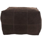Pouf quadrato basso in pelle con design patchwork - Marrone, Grigio o Marrone Scuro
