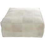 Pouf quadrato basso in pelle con design patchwork - Marrone, Grigio o Marrone Scuro