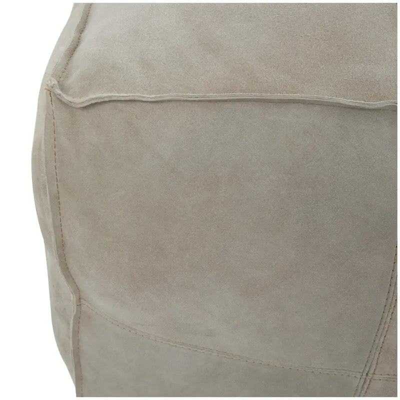 Pouf quadrato basso in pelle con design patchwork - Marrone, Grigio o Marrone Scuro